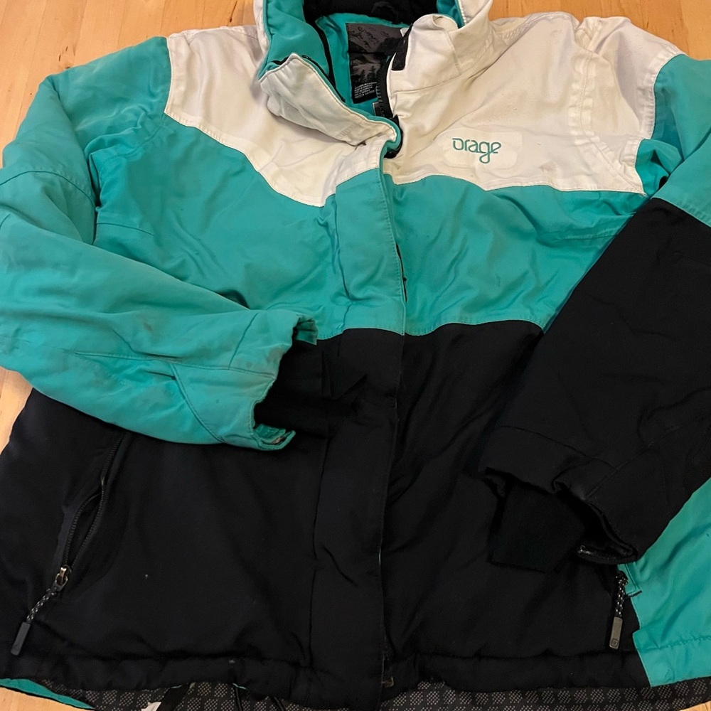 Orage Teal and Black Outerwear